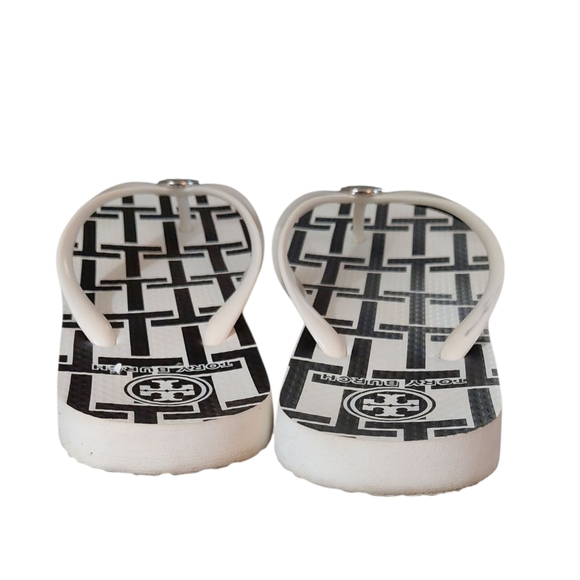 Tory Burch Black and White Thong Sandals Size 6 Flip Flops - Picture 5 of 8